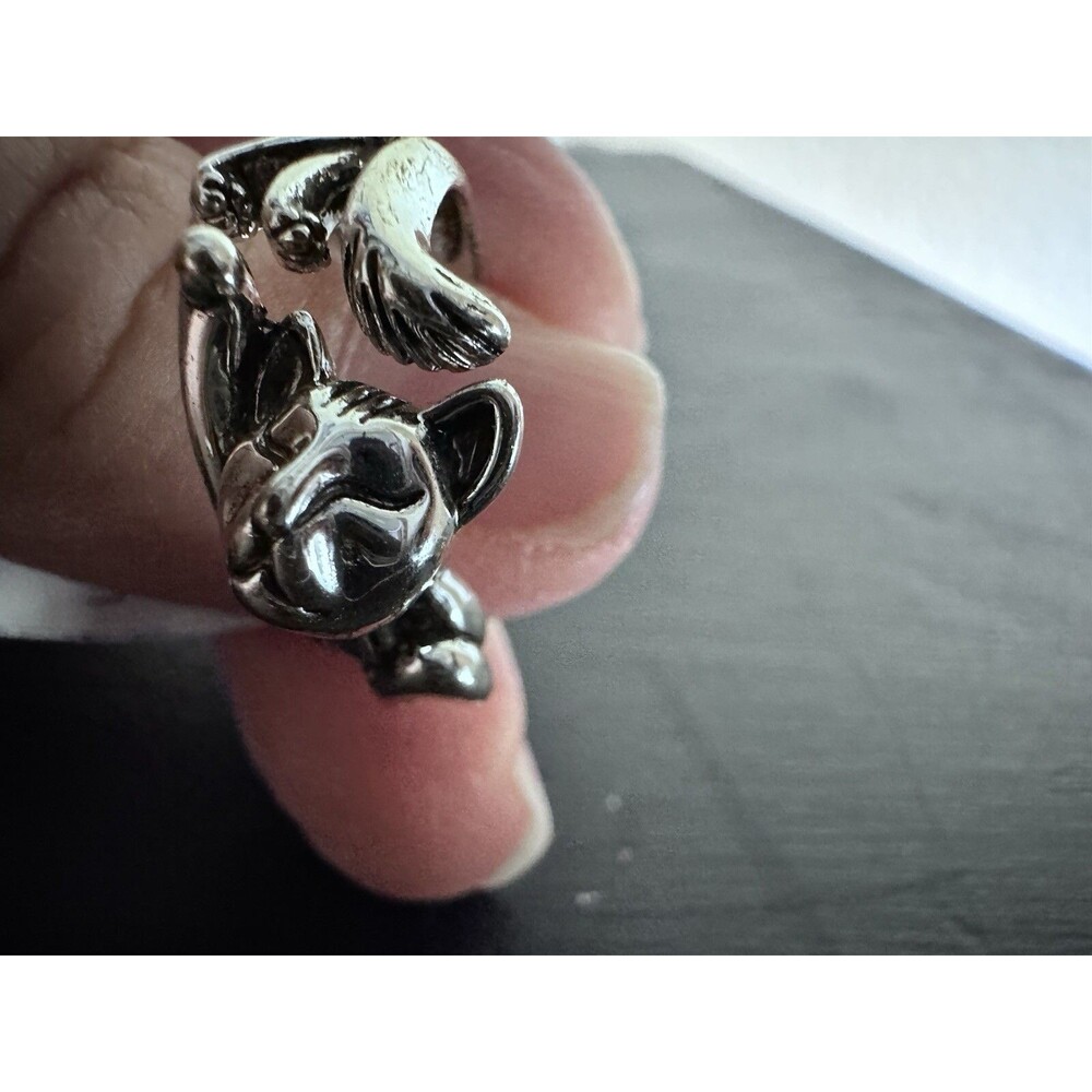 Cat Wrap Ring Womens Size 8 Adjustable Silver Feline NEW